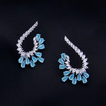 

GODKI Luxury Geometry Trendy Cubic Zirconia 3 Tone Metal Color Naija Bridal Wedding Drop Earring Fashion Jewelry for Women