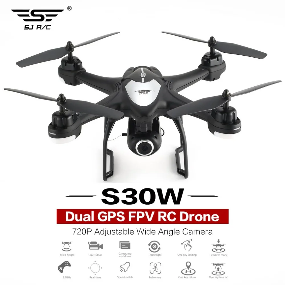 

SJ/RC S30W 2.4GHz Double GPS WiFi FPV Drone with 720P Wide Angle HD Camera RC Drone Dynamic Follow Me Quadcopter Vs MJX B3 B6