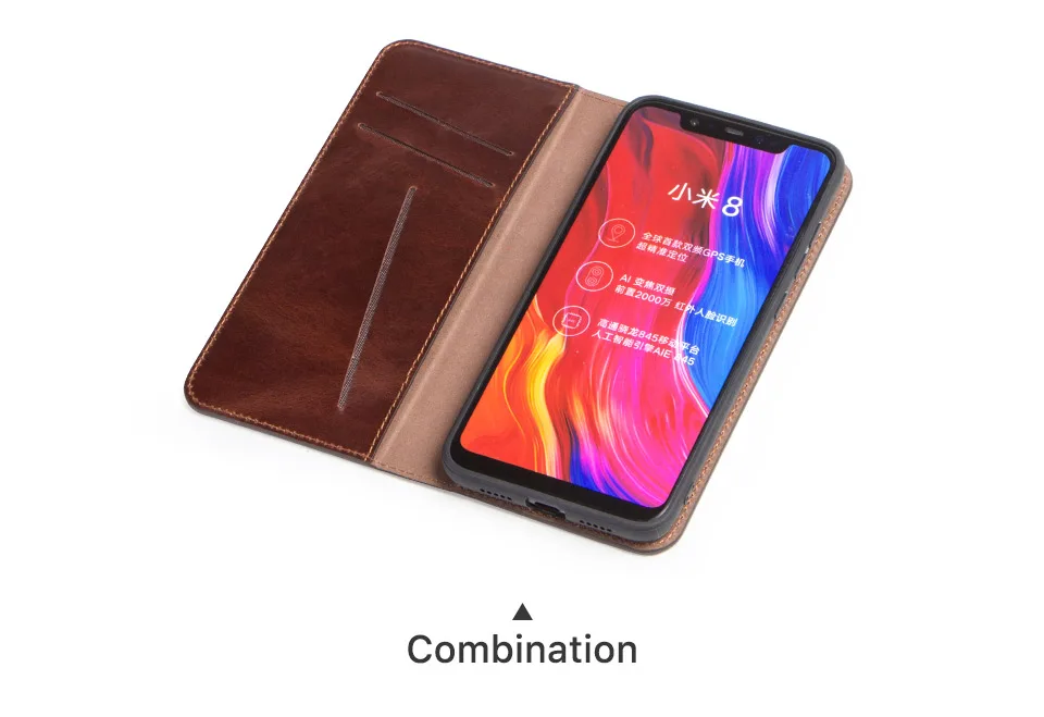 xiaomi leather case color Dành Cho Xiaomi 8 Bao Da Ốp Lưng Ví Da Chính Hãng Coque Flip Cover Ốp Bảo Vệ 360 Cho Xiaomi Nồi Cơm Điện Từ Xaomi 8 Ốp Lưng sang Trọng xiaomi leather case color