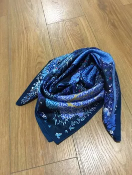 

2019 new arrival fashion elegant brand 100% silk scarf 90*90 cm square shawl twill wrap for women free shipping
