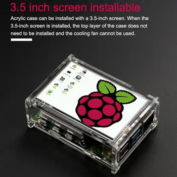 

3.5" Transparent Case For Raspberry PI4 Enclosure Acrylic With Cooling Fan Screwdriver Camera Bracket For Raspberry Pi 4 Model B