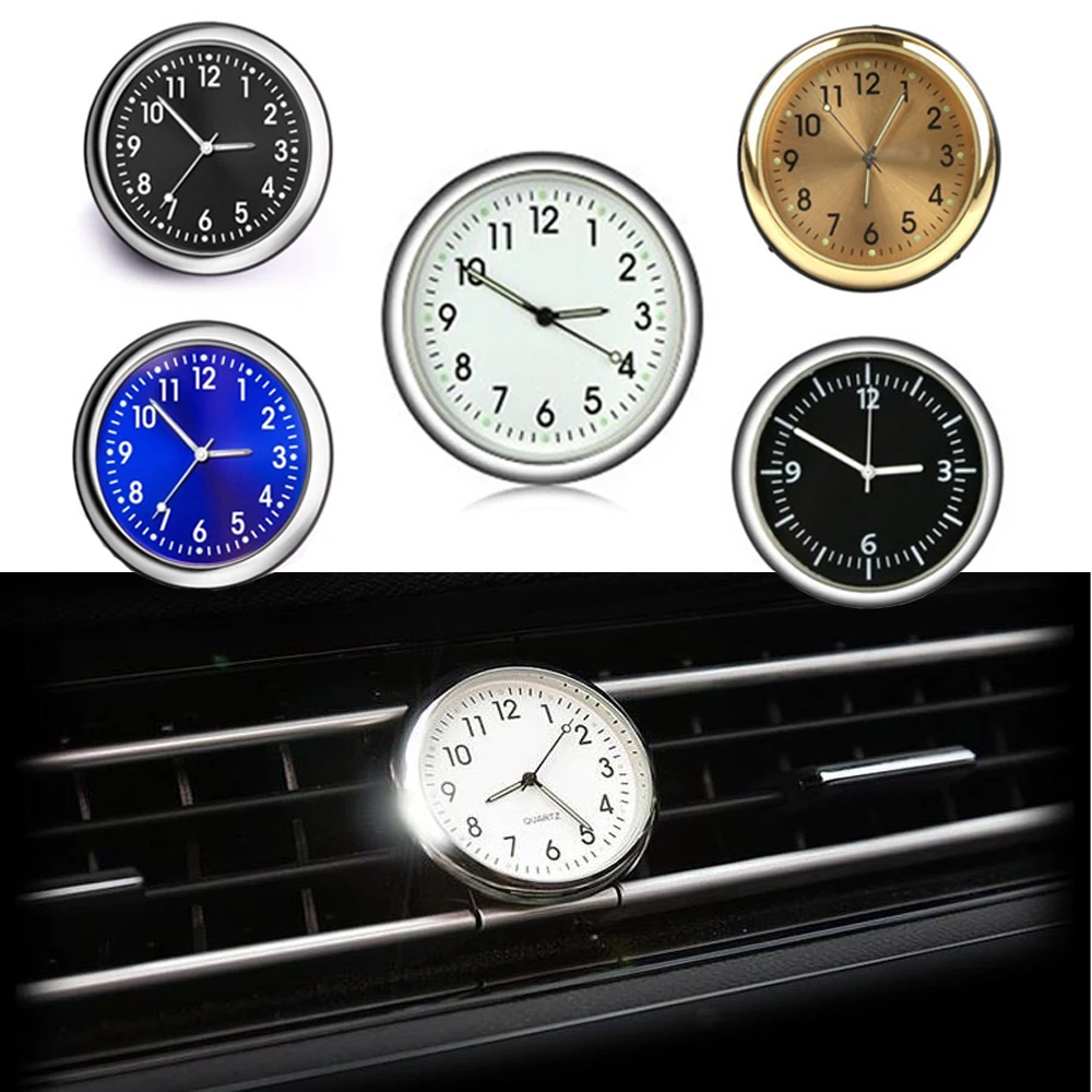 

1Pcs Mini Luminous Car Auto Air Vent Stick-On Clock Interior Quartz Analog Watch Gift Car Styling For Toyota Nissan Honda Ford