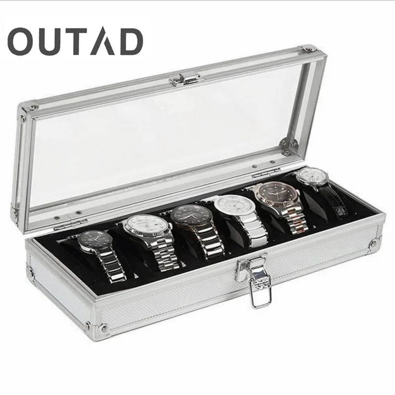 

Caja Para Reloj 6 Grid Insert Slots Jewelry Watch Case Display Storage Box Aluminium Watch Box Saat Kutusu