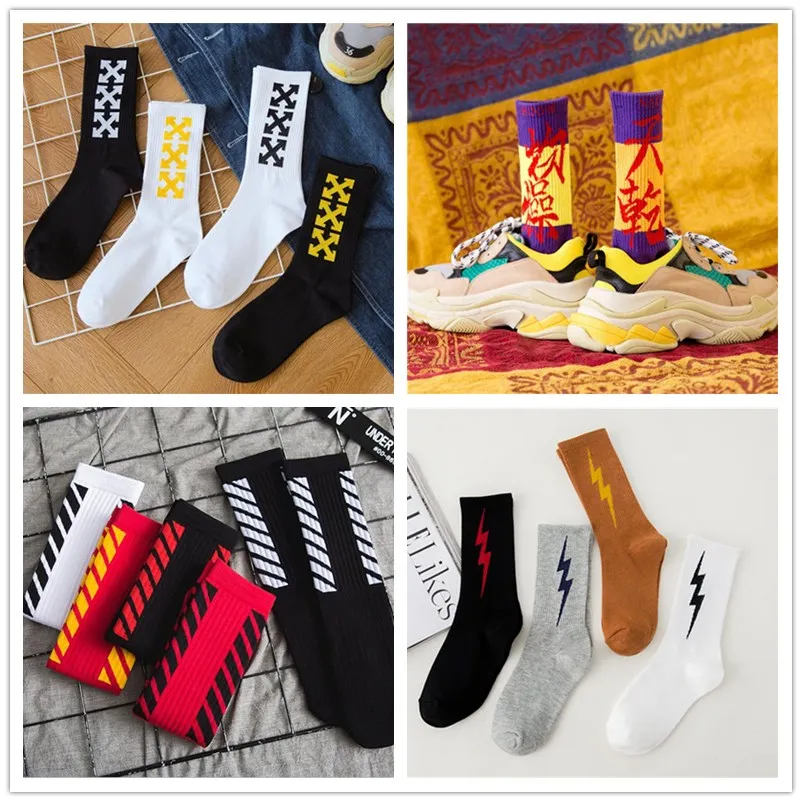 Cross Slash Pattern Trendy Of Socks Harajuku 3 pairs Hipster Streetwear Pride Darn Tough Online Pop Odd Future Unisex | Женская одежда