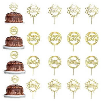 

20Pcs Glitter Happy Birthday Cake Topper Acrylic Letter Cake Top Flag Decoration for Boys Girls Birthday Party Wedding Supplies