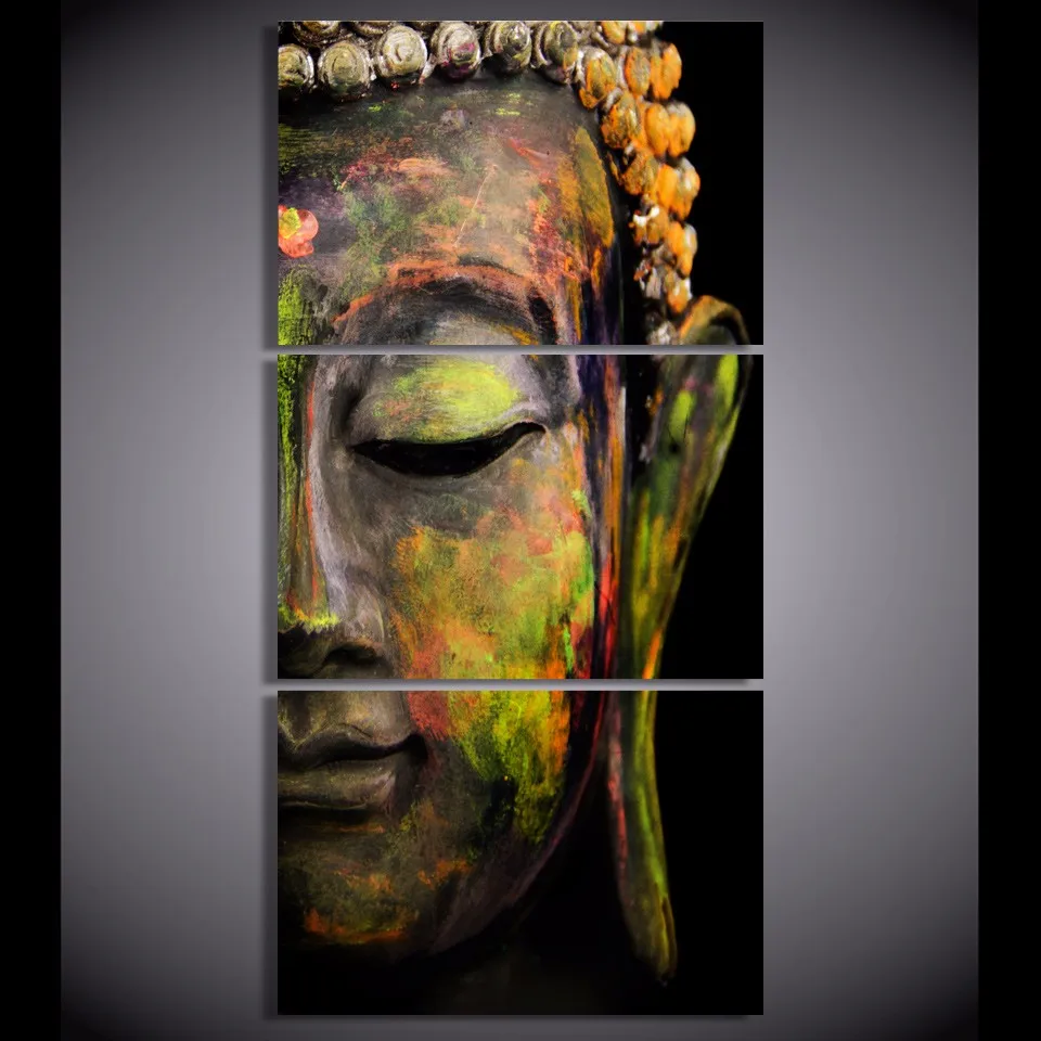 

3 Panel Wall Art HD Print Canvas Art Buddha Painting Wall Art Modular Picture For Living Room Buddha Tableaux Muraux Moderne