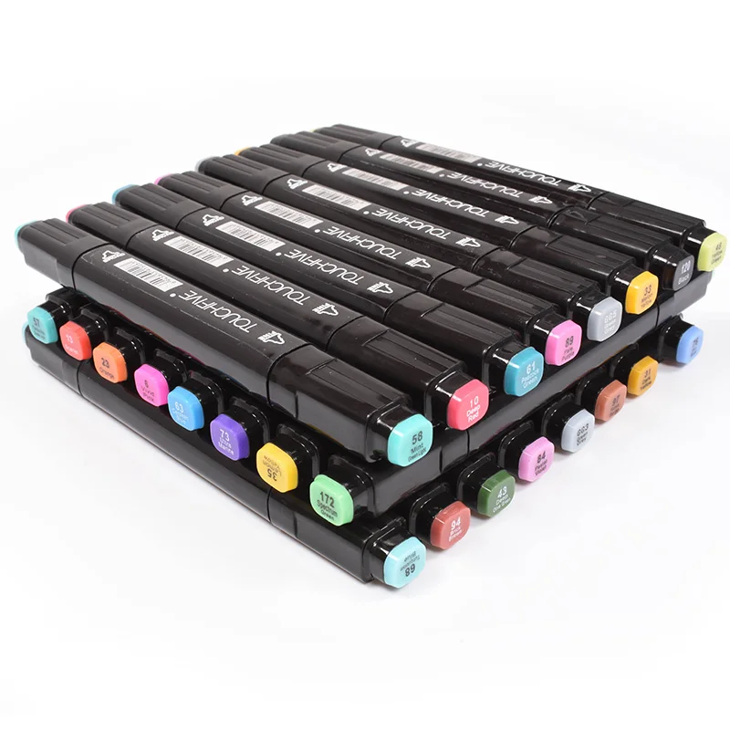 TOUCHNEW 80 اللون الرسوم المتحركة مجموعة أقلام تحديد الرسم رسم علامات Dulal نصائح الكحول مقرها الأسود الجسم وازم الفن مع 5 هدايا