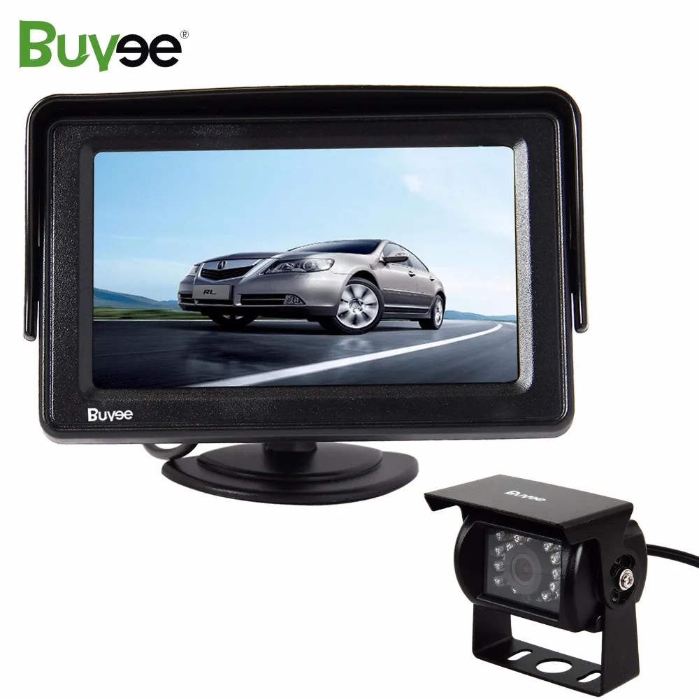 

Buyee 4.3" TFT LCD Car Monitor 2 AV inputs + 18 LED IR Car Rear view reverse backup camera for Truck BUS DC 12V parking system