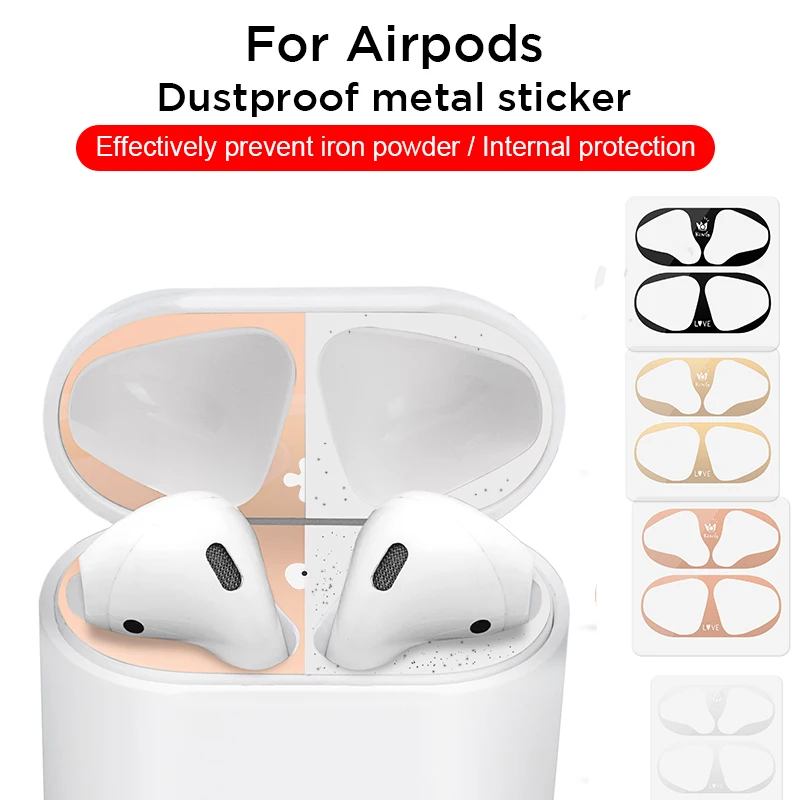 Ультра-тонкая металлическая пыль для Apple Airpods 2 1 Зарядная коробка корпус для Airpods наклейки защитный чехол Coque аксессуары