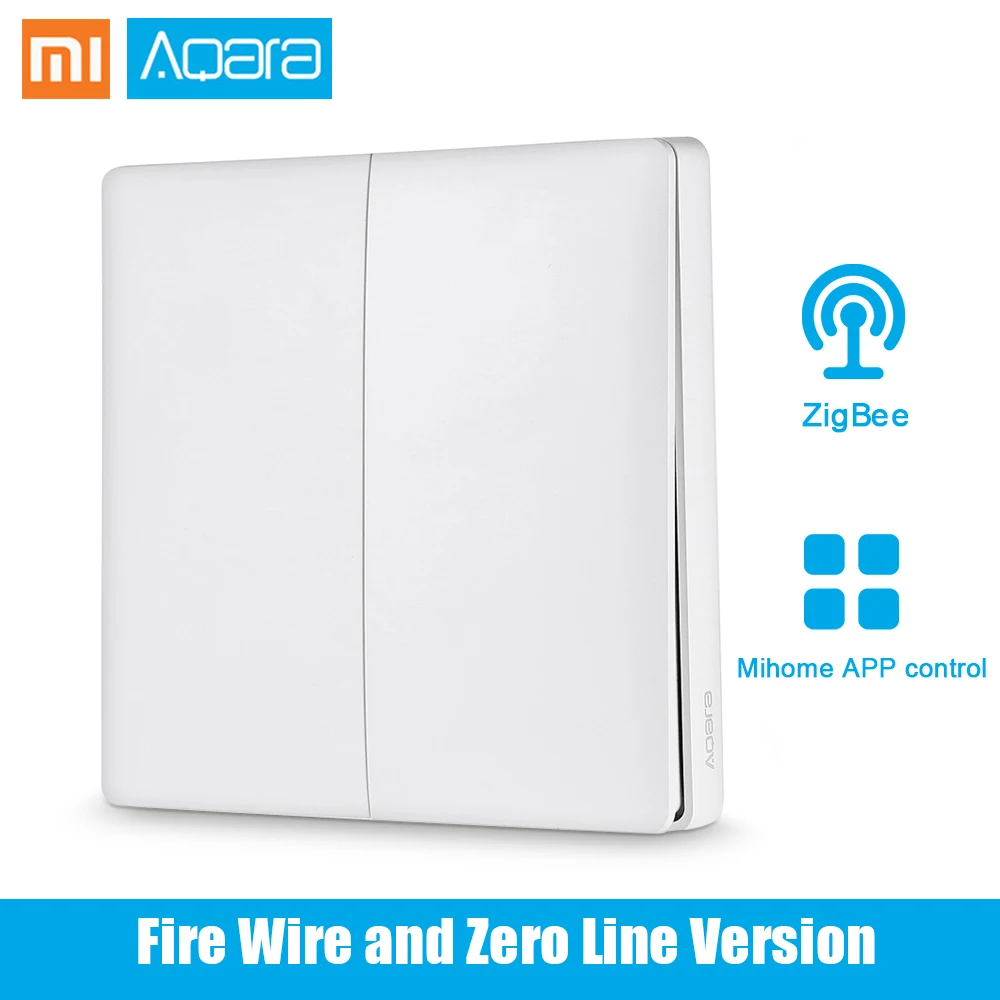 

Original Xiaomi Aqara Smart Light Control Fire Wire Zero Line Double Key Single Key ZiGBee Gateway Wall Switch Mijia APP Control