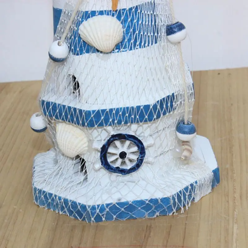 Белый полосатый синий Маяк Ремесленная средиземноморская модель деревянный Маяк домашний декор креативный Морской стиль украшения