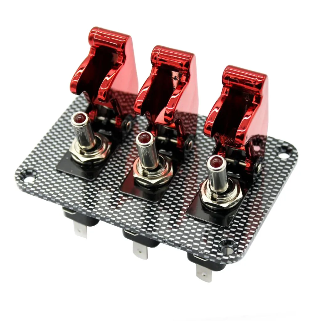 12V Toggle Switch Racing Ignition Engine Relays Carbon Fiber Surface Panel With Toggle Switch & Cover