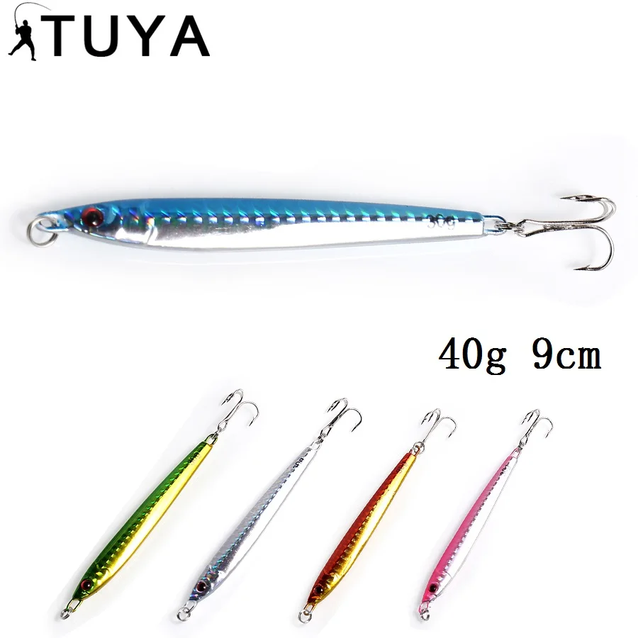  TUYA 1pcs Pencil bait sinking Fishing Lures 40g 9cm Metal Lead Artificial Baits Culter bass 3D Eye 