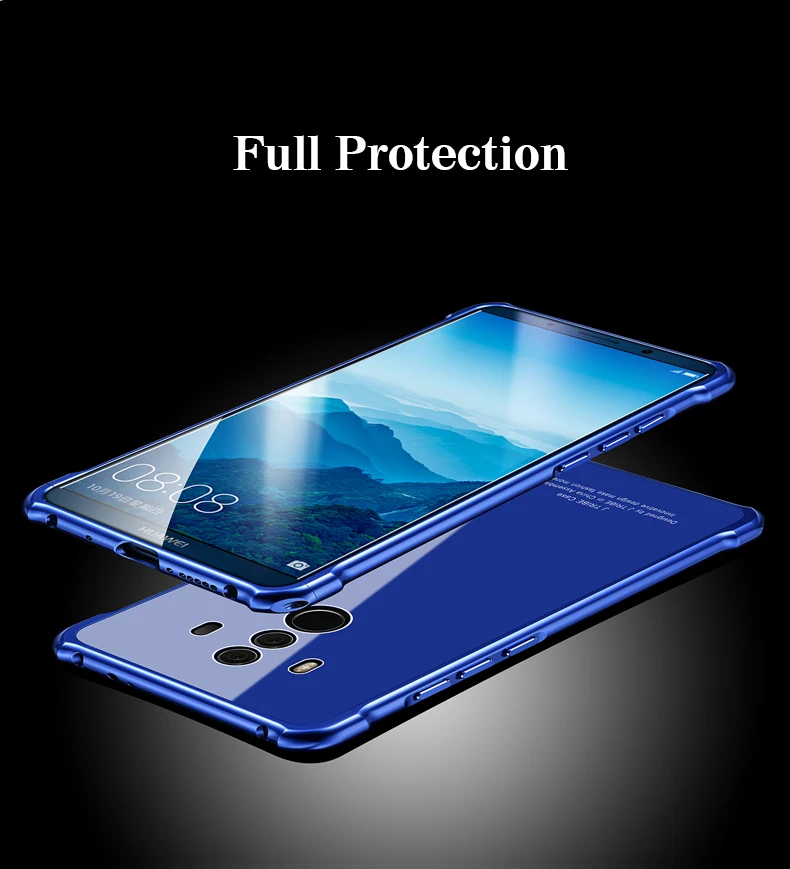 Лидер продаж для huawei Коврики 10 Pro чехол Роскошный блеск тонкий жесткий Алюминий металлический каркас из закаленного стекла защитный чехол для телефона чехол