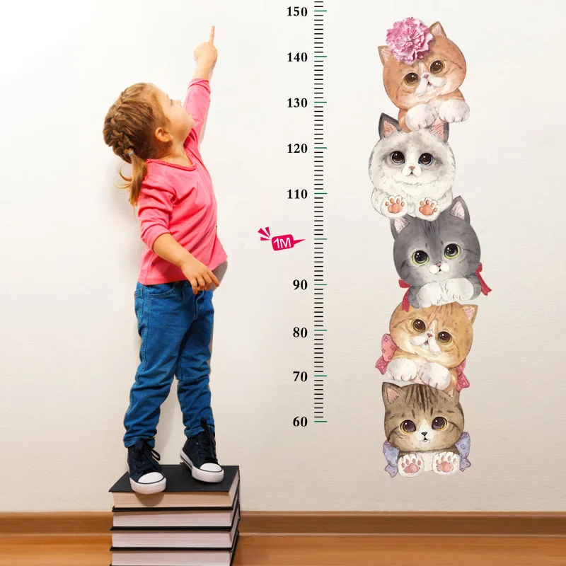 

1 PCS Cute Kitten Height Sticker Cat On The Wall For Kids Room Bedroom Height Meter Wall Stickers Home Decor 50*70cm