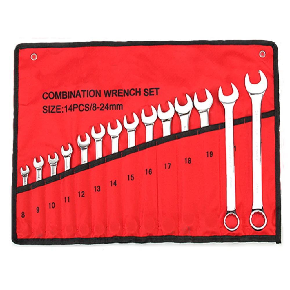 14pcs Ratchet Handle Wrench Fixed Head Combination Spanner Sets Hand