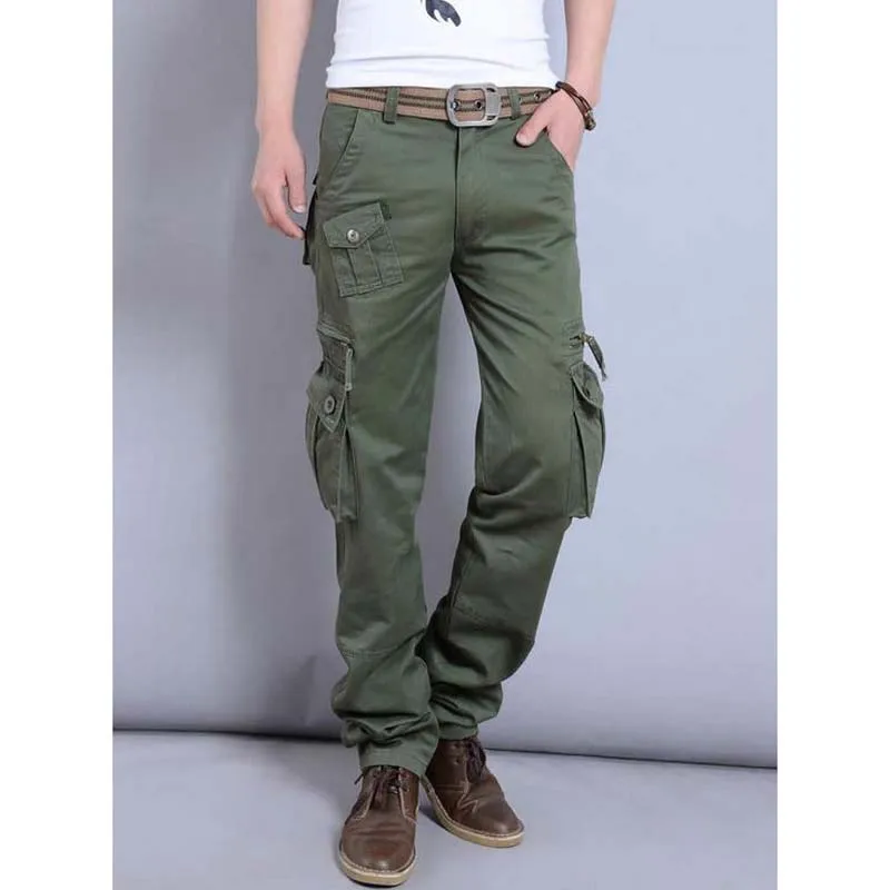 Spring Summer Casual pant Men's Lightweight Pure cargo pants Losse Plus