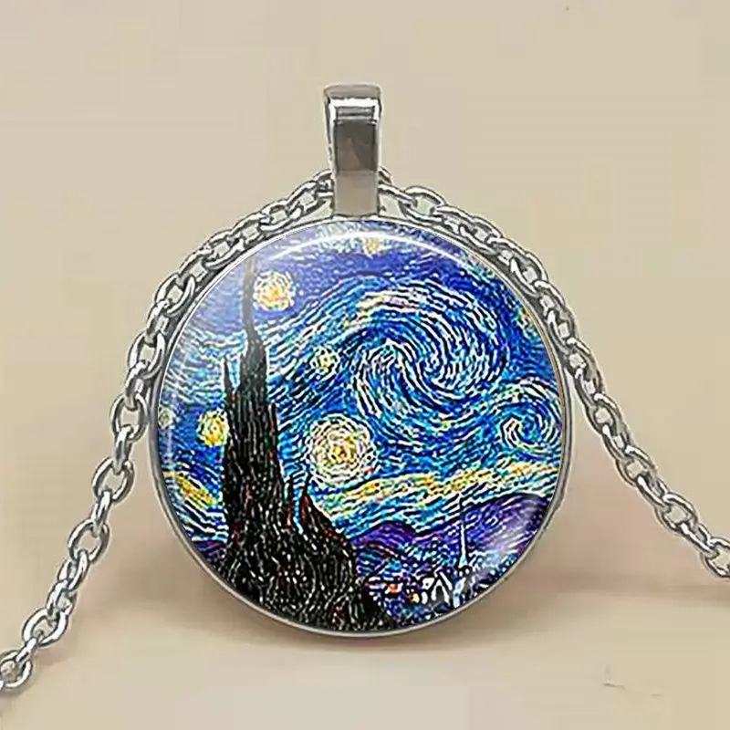 

Painting art picture print glass necklace fashion jewelry