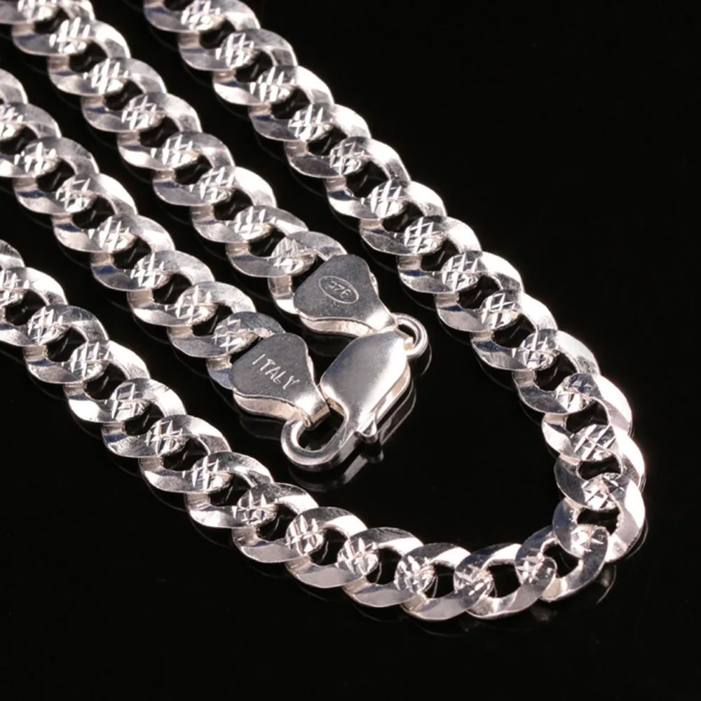 10 шт., настоящая 925 пробы, серебряная цепочка, ожерелье, серебряная цепочка Фигаро, мужское ювелирное изделие