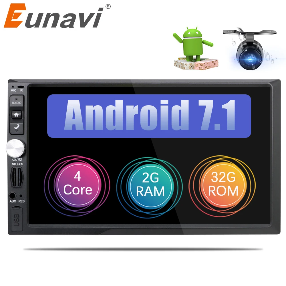 Eunavi Universal 2 din Android 7 1 font b Car b font font b Radio b