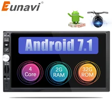 Eunavi Универсальный 2 din Android 7,1 автомобилей Радио gps Navi + Wifi + Bluetooth + quad core 2 г Оперативная память + емкостный Сенсорный экран + ПК автомобиля + стерео
