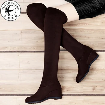 

Guciheaven2019 Fashion Winter Long Boots Over the knee Boots Women High Heels Wedges 8cm Platform Shaft perimeter 36cm Shoes