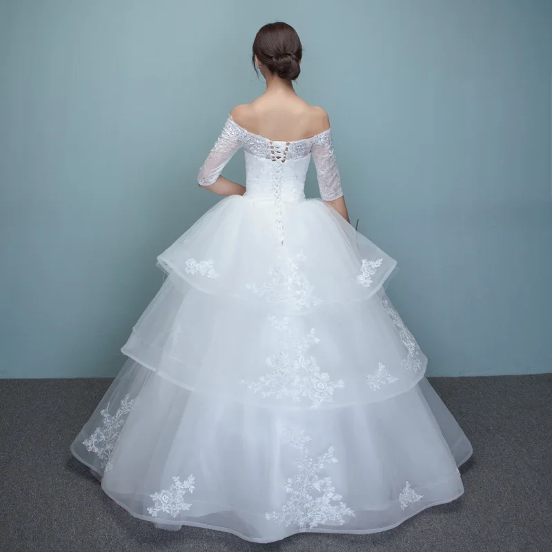 Fansmile Vestidos de Noivas платье с жемчужинами свадебное платье 2019 белые подвенечные свадебные платья принцессы Большие размеры FSM-650F