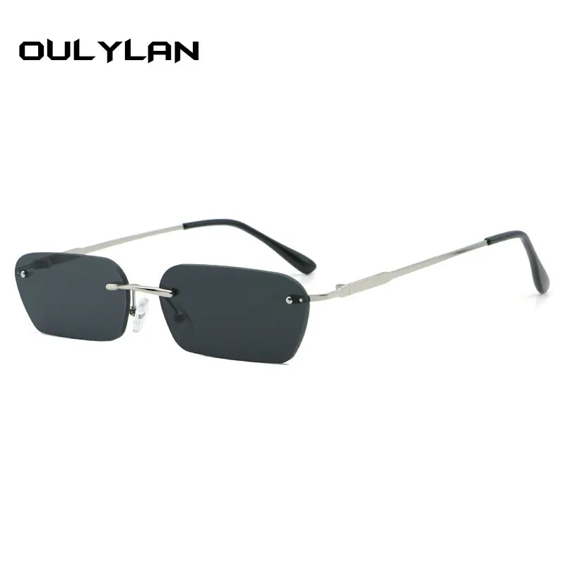 

Oulylan Rimless Rectangle Sunglasses Women Clear Color 2019 Summer Accessories Square Sun Glasses for Men Small Size UV400