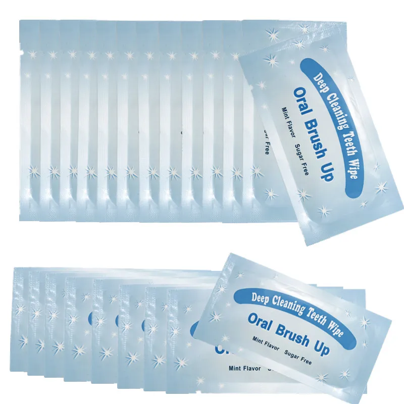 Free Shipping!!Dental Teeth Whitening Finger Wipe Oral Brush Wipes