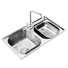 Кухонная раковина 304 из нержавеющей стали умывальник двойная раковина утолщенная Матовая нержавеющая сталь интегрированный wx4181022
