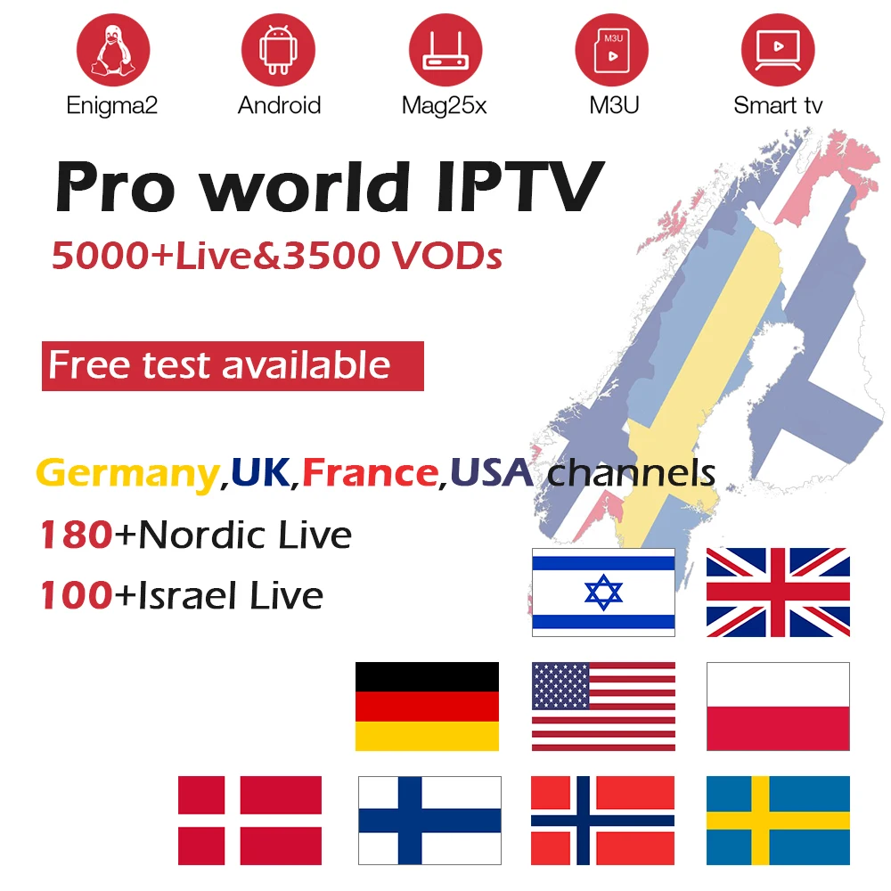 

GOTiT 5000+Live World Pro Israel HD IPTV Subscription for Nordic UK France USA Germany Dutch for M3U Enigma2 IOS Android TV Box