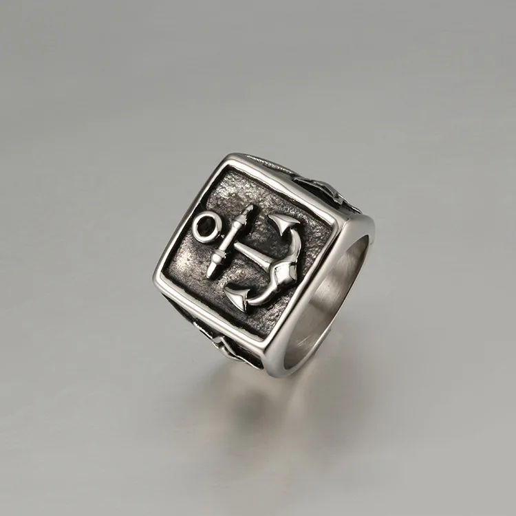 

LISTE&LUKE 1pc New Design Anchor Punk Style Ring 316L Stainless Steel Man Boy Christmas Five point Star Ring