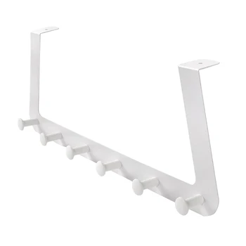 

Iron White Color Over The Door Hook To Hang Nail-Free 6 Pegs Clothes Hanger Storage Rack Key Hanger For Bathroom Wardrobe