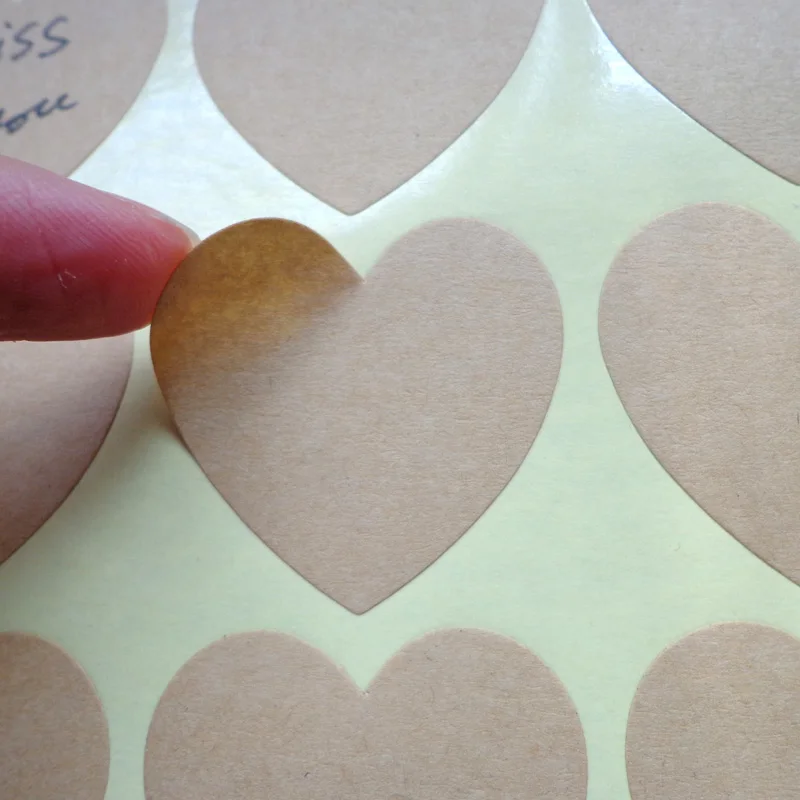 102pcs Heart Shaped Blank Kraft Paper Stickers Seal Labels Gift Lables Stickers Gift Wrapping DIY Wedding Party Decoration