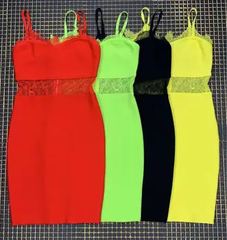 

4 Colors High Quality Sexy V Neck Lace Rayon Bandage Dress 2019 Celebrity Designer Fashion Party Dress Vestido