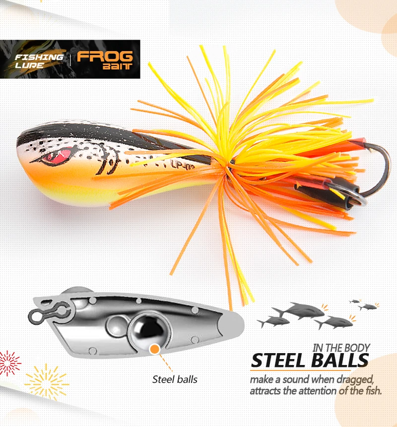 DONQL 1Pcs Frog Fishing Lure 9.5g 9cm Top water Snakehead Hard Bass Baits With Sharp Double Hooks Popper Fishing Tackle          (8)