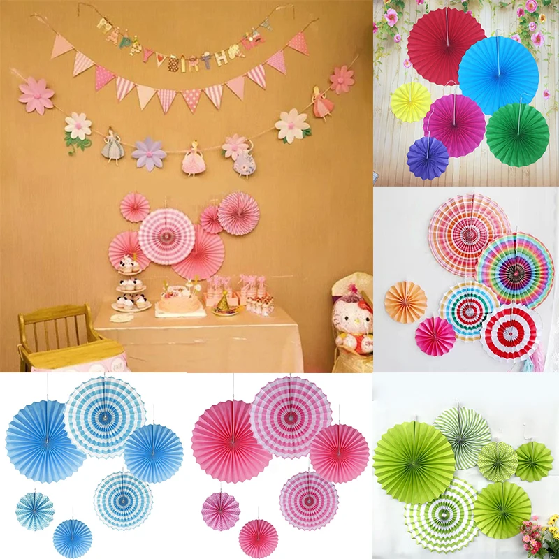 DIY 6 шт./компл. подвесной бумажный веер Pinwheel Гирлянда для детей на день рождения