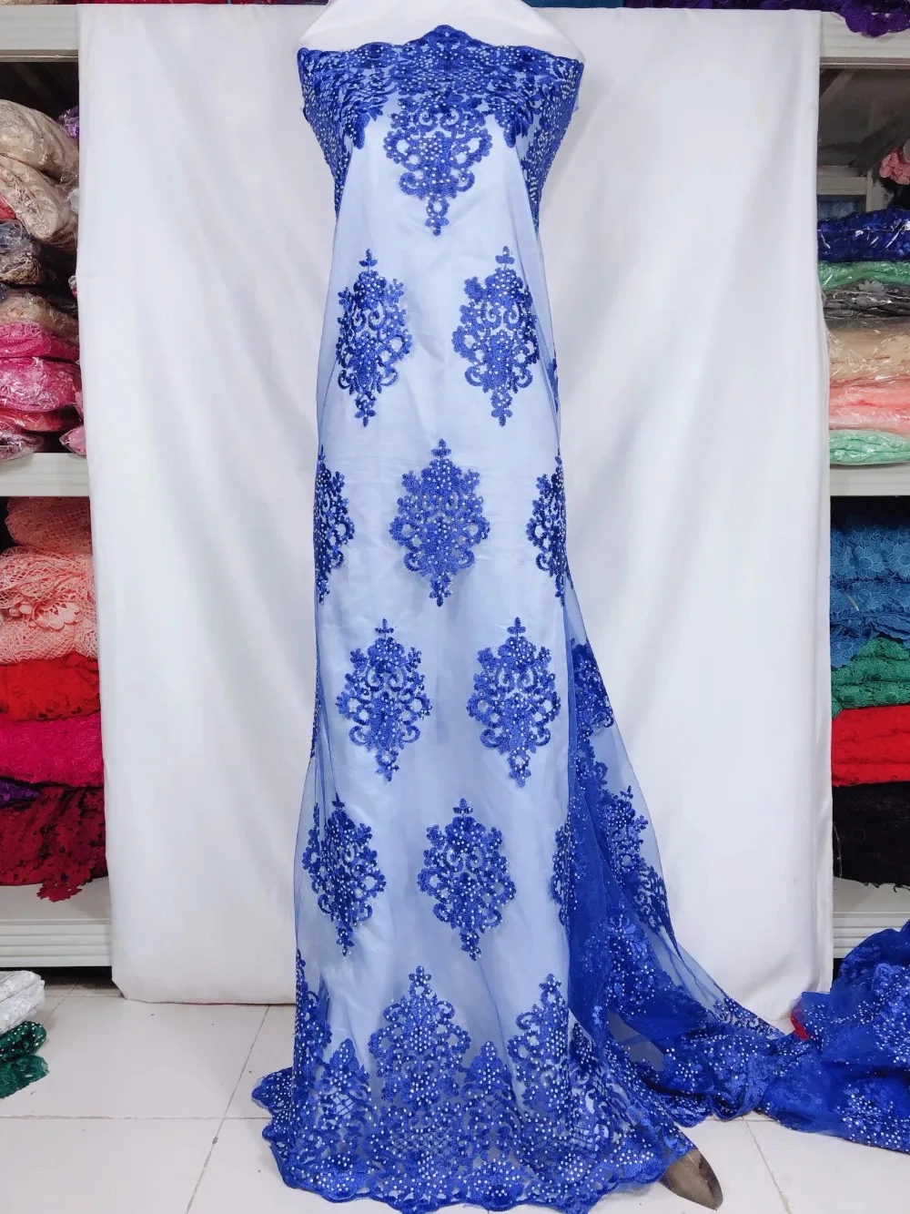 

2018 Latest French Nigerian Lace Fabrics High Quality Tulle African Laces Fabric Wedding African French Tulle Lace (YJ-12-18