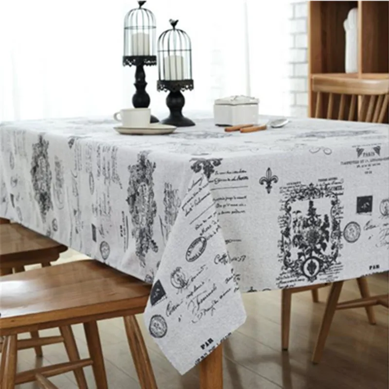 

European retro postmark Tablecloth cotton table cloth pioneer map printed tablewear square party Christmas home decor dust cover