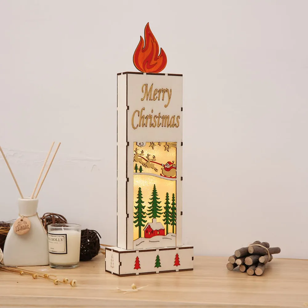 

Merry christmas Decorations For Home Christmas Decor Ornament LED Lights Deer Cart Luminous Wooden House Mall Window New Year