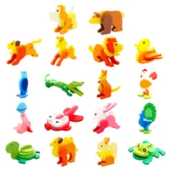 3D головоломки игрушечные лошадки животные Монтессори мини 4 упак. к. Дети деревянные головоломки Развивающие мозг подарки для обувь