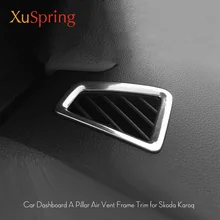 Auto Cruscotto UN pilastro Uscita Aria Vent Trim Telaio di Copertura Sticker Car Styling 2 pz/set Per Skoda Karoq 2017 2018