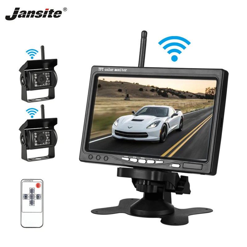

Jansite wireless camera 7 inch car display car monitor TFT Parking Rearview System DVD input 2 Video Input Hard Metal Cased