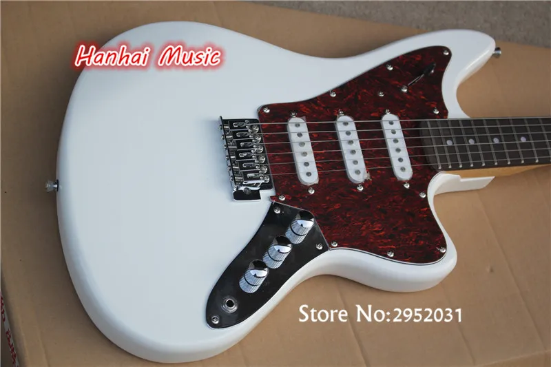 

6-String Electric Guitar,White Color,3 Single Open Pickups,Red Pickguard,Rosewood Fingerboard,22 Frets and can be Customized