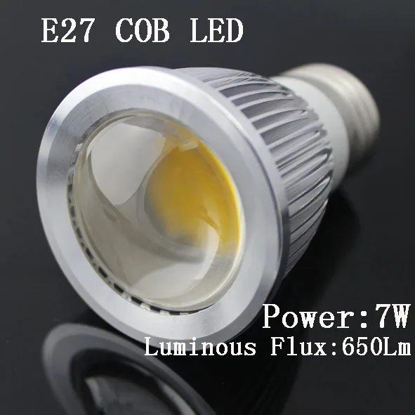 

free shipping 120lm/W dimmable led light lamp E27 gu10 white 7W 750lm cob led spot light 10 pcs/lot