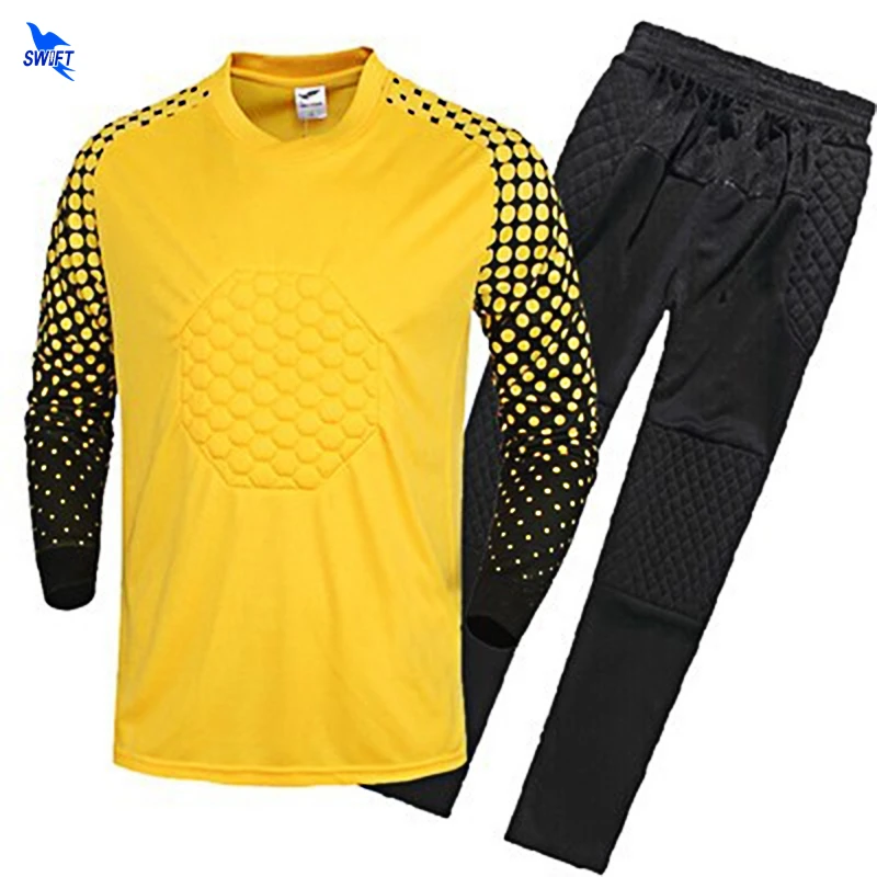 

2018/19 New Kids Soccer Goalkeeper Jerseys Set Men's Sponge Football Long Sleeve Goal Keeper Uniforms Kits Goalie Training Suit