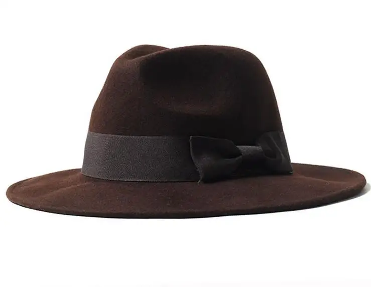 6pcs/lot Brand New Men Tan Pure Wool Fedora Hats Winter Women Brown