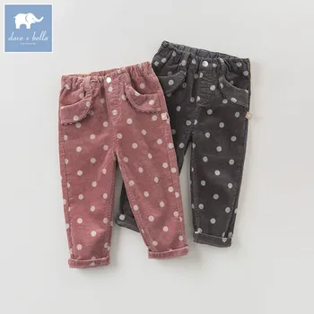 

DBK0724 dave bella autumn baby girls fashion printing pants children high quality full length kids dots pants