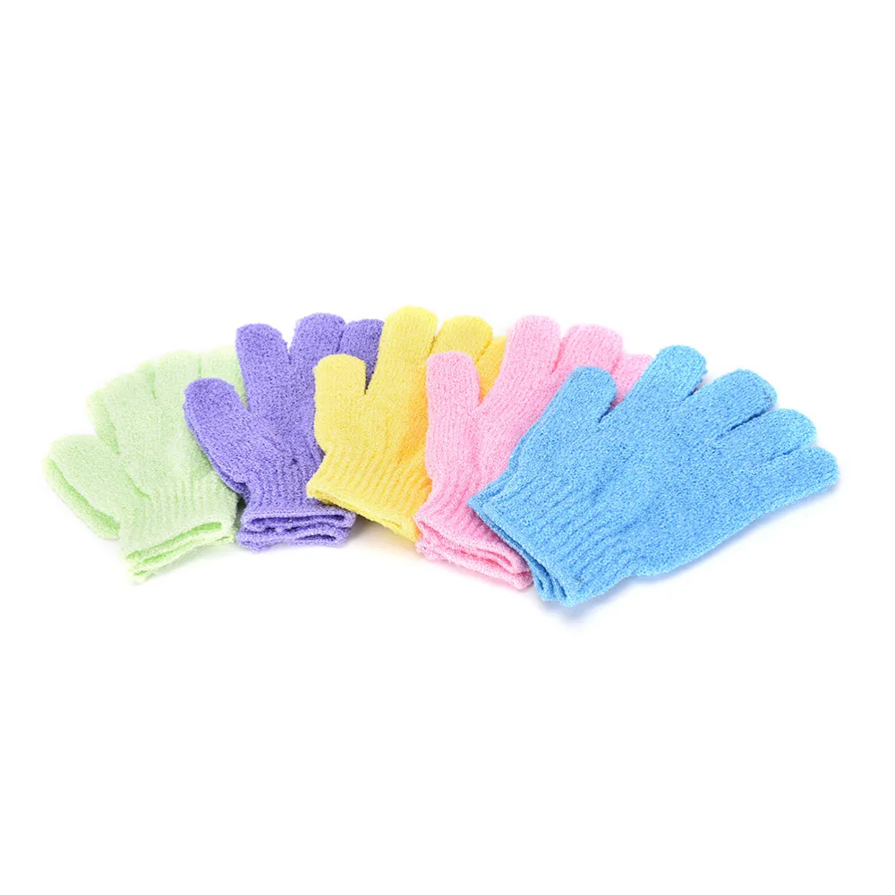 1 Pair Five fingers Shower Bath Gloves Exfoliating Wash Skin Spa Bath