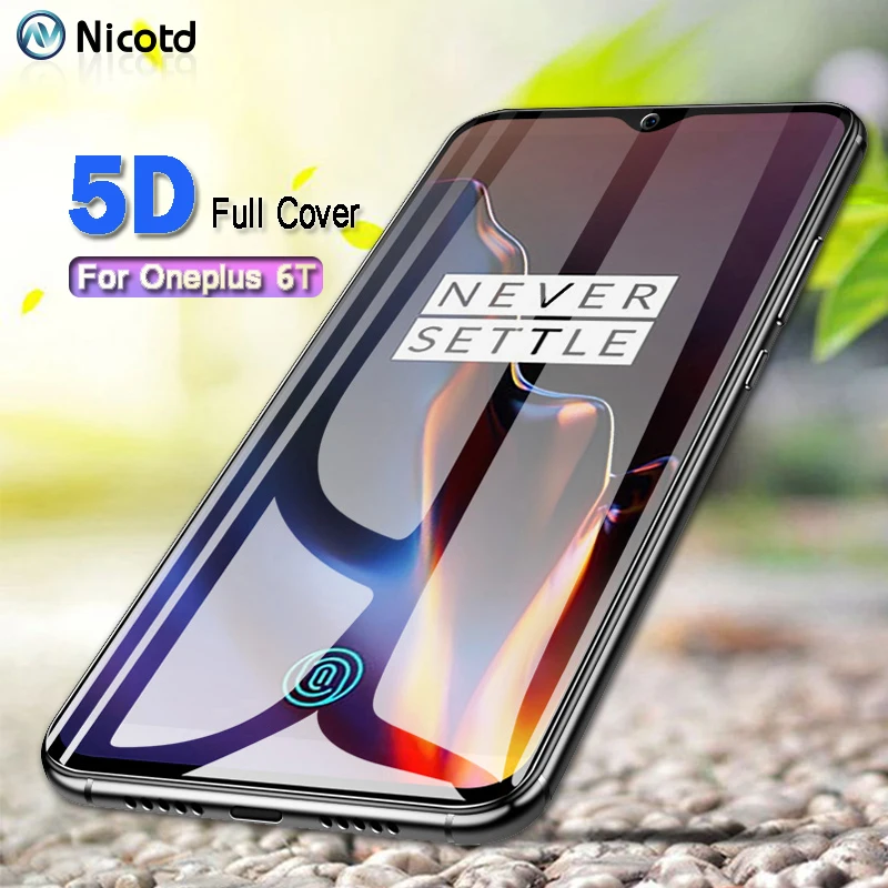 

For Oneplus 5T 5 Screen Protector 5D Full Coverd Round Edge on One Plus 6T 6 Tempered Glass 1+5T 9H Black Glass Protective Film